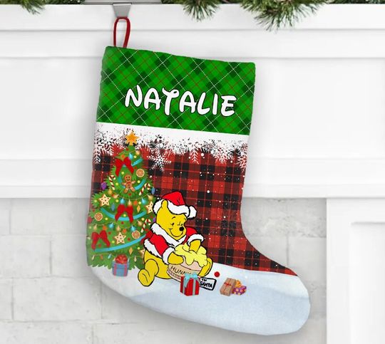 Personalized Winnie The Pooh Disney Christmas Stocking, Family Christmas Stocking