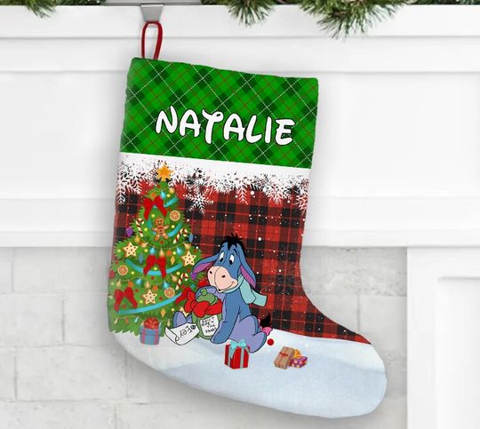 Personalized Winnie The Pooh Eeyore Disney Christmas Stocking, Family Christmas Stocking