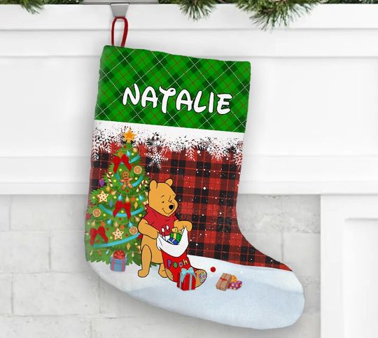 Personalized Winnie The Pooh Disney Christmas Stocking, Family Christmas Stocking