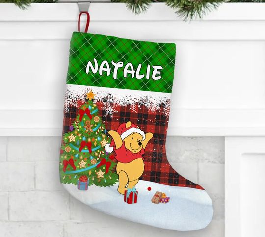 Personalized Winnie The Pooh Disney Christmas Stocking, Family Christmas Stocking