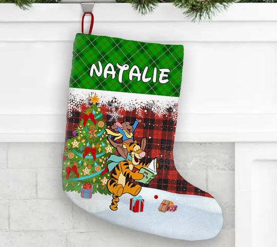 Personalized Winnie The Pooh Tigger Disney Christmas Stocking, Family Christmas Stocking