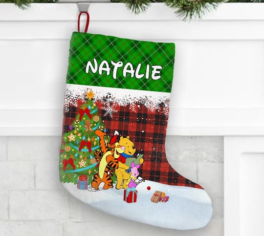 Personalized Winnie The Pooh Disney Christmas Stocking, Family Christmas Stocking