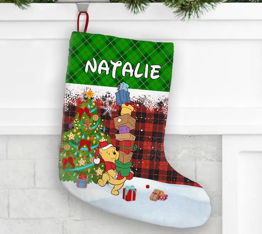Personalized Winnie The Pooh Disney Christmas Stocking, Family Christmas Stocking