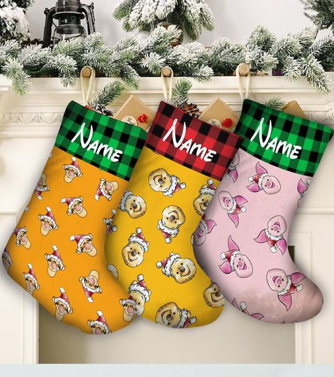 Personalized Winnie The Pooh Disney Christmas Stocking, Family Christmas Stocking