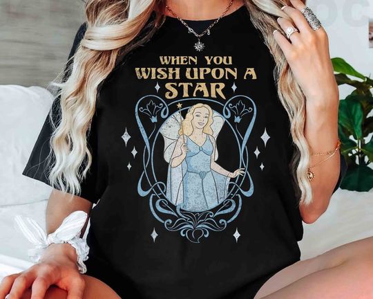 Disney Pinocchio Blue Fairy Wish Upon a Star Retro Shirt