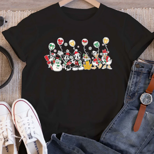 Disney Mickey and Friends Balloon Christmas T-shirt