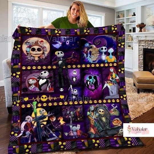 Christmas Jack And Sally Disney Fleece Balnket