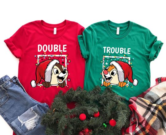 Disney Christmas Couple Shirt, Chip And Dale Christmas Shirt, Disney Couples Chip n Dale