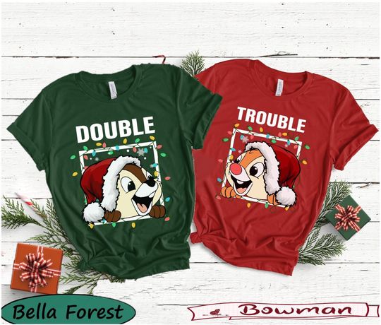 BM Disney Couples Chip n Dale Double Trouble Christmas Light  Shirt