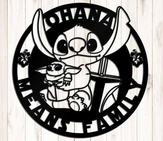Disney Stitch Ohana Means Family Metal Sign