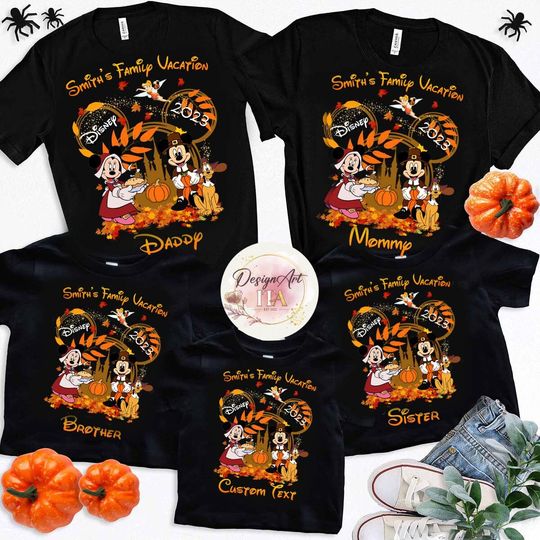 Personalized Disney Thanksgiving Family shirt, Mickey Turkey Pumpkin Fall shirt, Thankful Grateful Disney Thanksgiving party
