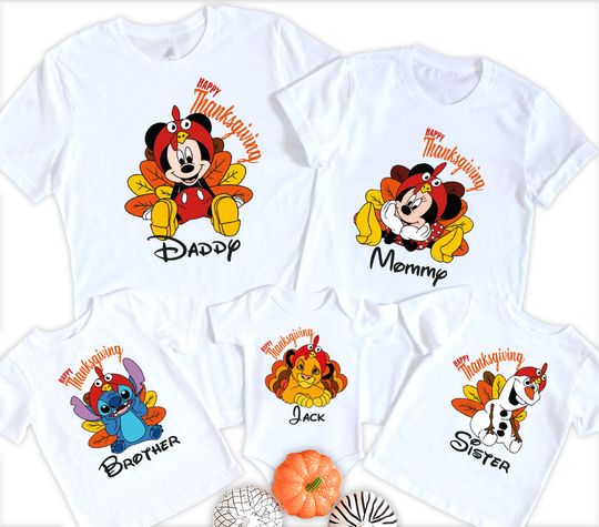 Disney Family Thanksgiving Shirt, Custom Disney Turkey Shirt, Mickey Turkey Shirt, Disney Simba Fall, Disney Olaf Fall