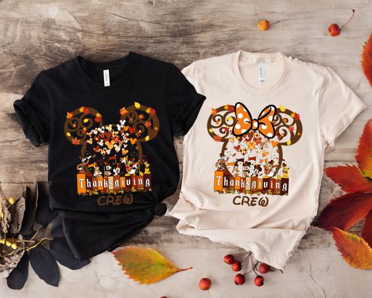 Disney Thanksgiving Crew Shirt, Mickey personalization, Disney Thanksgiving couple shirts, Pumpkin Disney Autumn Tee