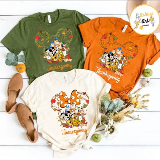 Mickey and Friends Fall Castle Disney Thanksgiving Shirt, Disneyland Fall Pumpkin, Disney Family Thanksgiving Shirt