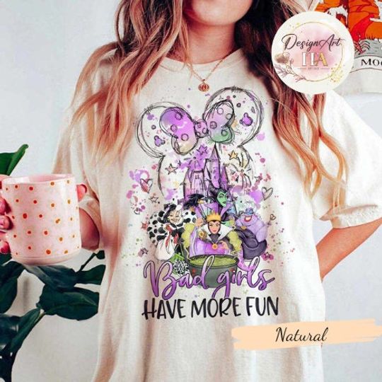 Watercolor Castle Disney Villains shirt, Maleficent Ursula Evil Queen shirt, Bad girls have more fun shirt, Disney girl's trip shirt
