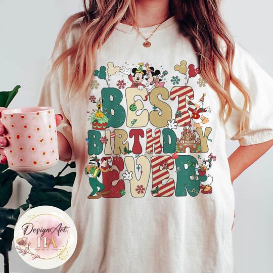 Discover Personalized Disney Christmas birthday shirts, Mickey & friends Birthday boy girl shirt