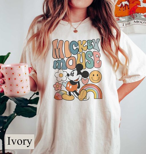Discover Groovy Disney Tee, Retro Mickey Shirt, Boho Shirt Disney, Disney Vacation Shirt