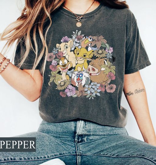 Vintage Floral Lion King, Timon and Pumbaa Shirt, Floral Disney Shirt