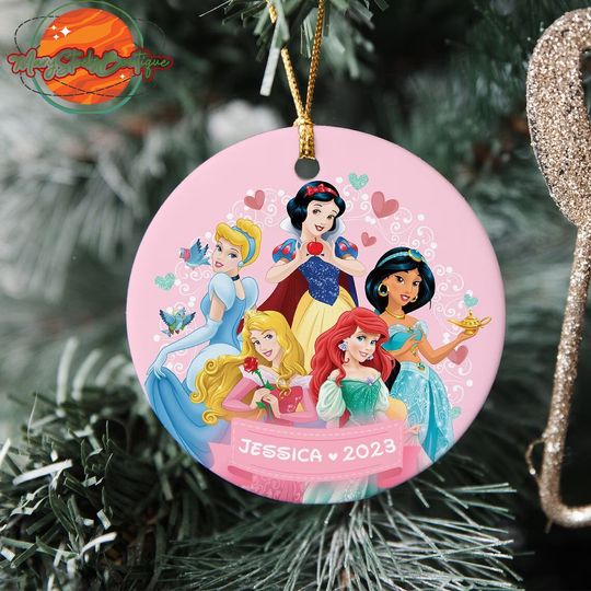 Personalized Disney Princess Christmas Ornament, Disney Princess Lover Gift