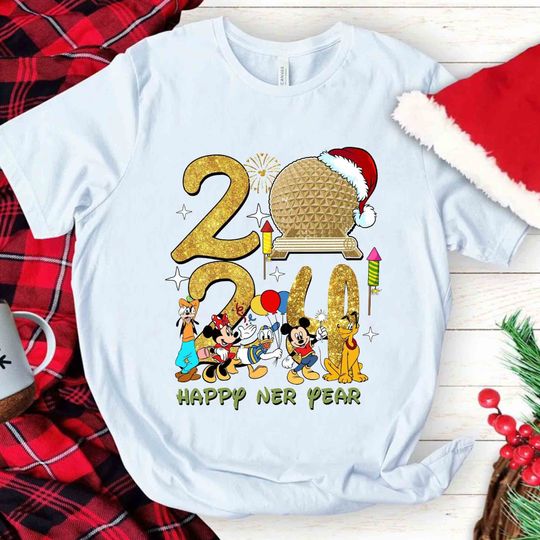 Mickey and Friends Happy New Year 2024 Shirt, Disney New Year's Eve Party Shirt