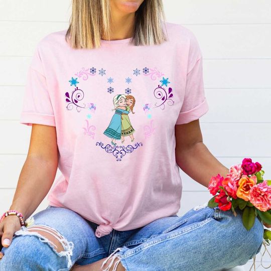 Discover Disney Princess Elsa and Anna Hugging Shirt, Frozen Movie Tee, Disney Princess Tee