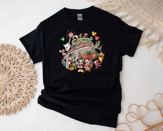 Christmas Disney Epcot Shirt, Christmas Disney Characters Shirt