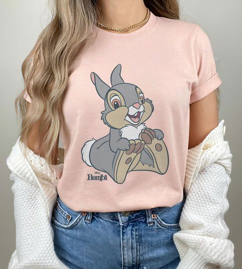 Discover Disney Bambi Thumper Big Face Portrait T-Shirt, Disneyland Family Matching Shirt