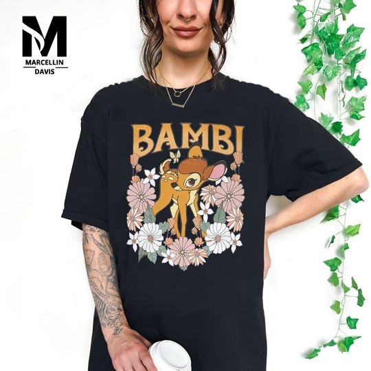 Disney Bambi Floral Portrait Shirt, Cute Bambi Shirt, Disney Bambi Shirt 2023
