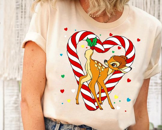 Disney Bambi Candy Cane Holiday Christmas Lights shirt, Disney Bambi Christmas Tee