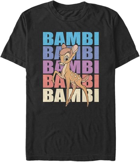 Disney Bambi Name Stacked Men's Tops Short Sleeve Tee Shirt