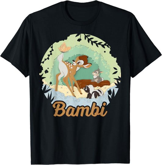 Disney Bambi Thumper And Flower Paper Cut Portrait T-Shirt