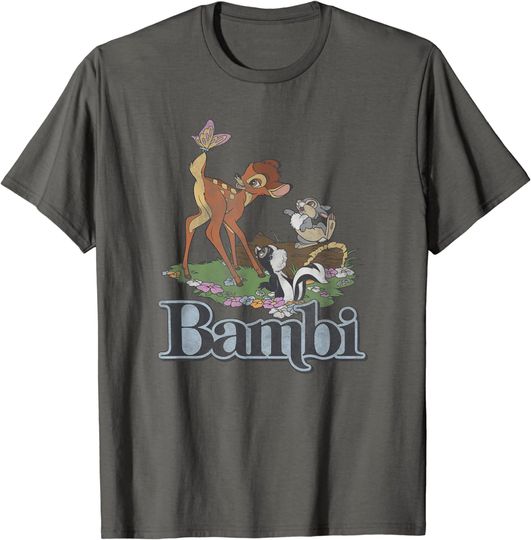 Disney Bambi Vintage Group Floral Poster T-Shirt