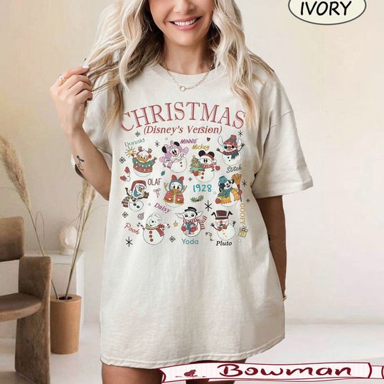 BM Christmas Disney's Version Shirt, Mickey and Friends Snowman Christmas