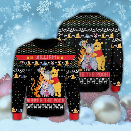 Disney Christmas Ugly Sweater Pooh Xmas Ugly Sweatshirt Tigger Eeyore Pooh Sweater