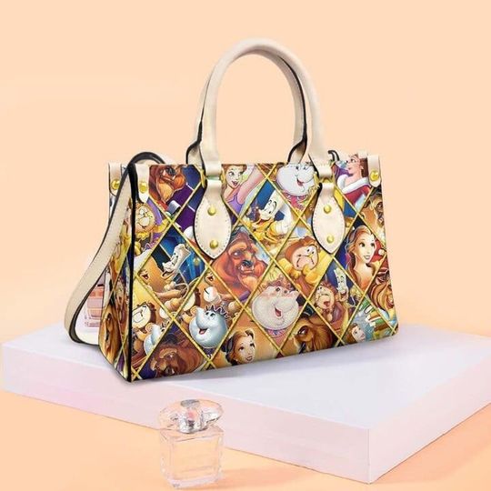 Beauty and the Beast Women Handbag, Christmas Disney Characters Leather Bag