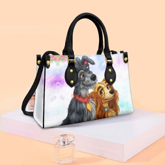 Disney Lady And The Tramp Women Handbag, Christmas Disney Characters Leather Bag
