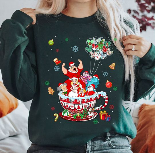 Disney Alice in Wonderland Coffee Cup Christmas Sweater, Disney Xmas Sweatshirts