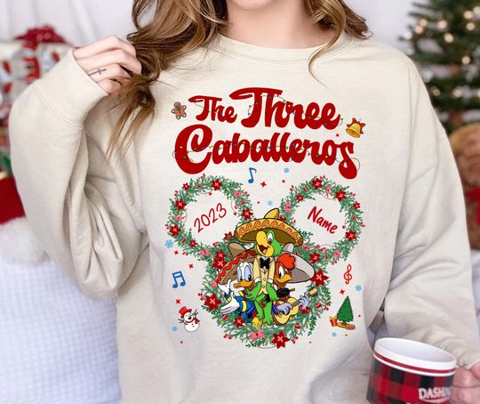 Personalized Disney Three Caballeros Christmas Lights Shirt, Santa Panchito Sweatshirts