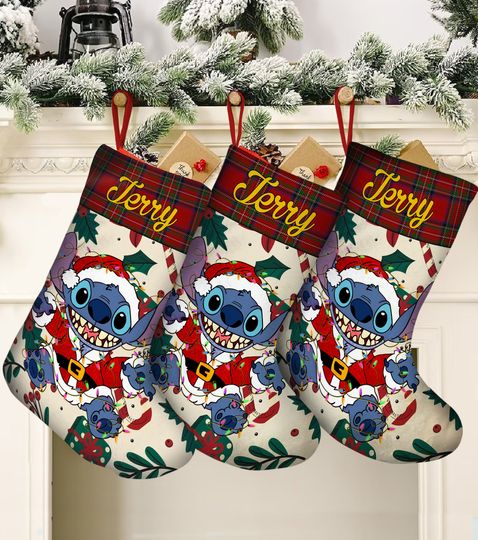 Personalized Stitch Christmas Stockings, Disney Christmas Stocking