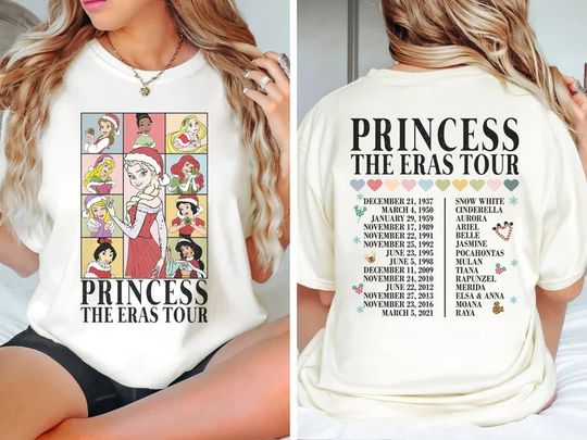 Christmas Princess Eras Tour Shirt, Disney Princess Tour Tee, Disney Princess Shirt
