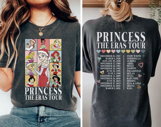 Christmas Princess Eras Tour Shirt, Disney Princess Tour Tee, Disney Princess Shirt