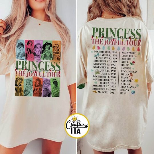 Disney Princess Christmas The Joyful Tour Shirt, Vintage Retro Disneyland Christmas Shirt