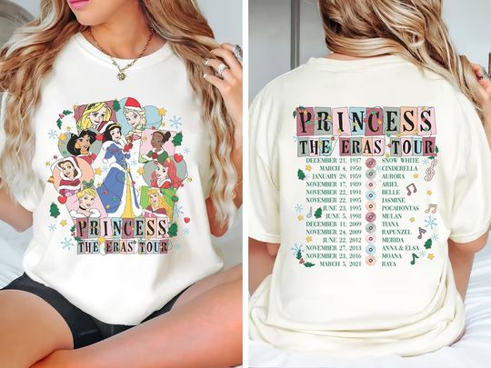 Christmas Princess Eras Tour Shirt, Disney Princess Tour Tee, Disney Princess Shirt