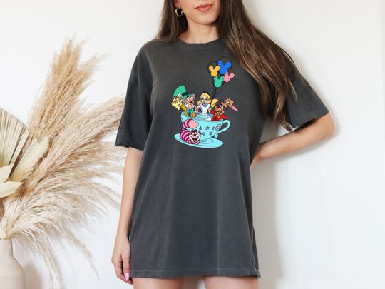 Disney Alice  Color Shirt, Alice In Wonderland Women Shirt, Disney Oversized Shirt, Disney Vacation Alice Teacup Shirt