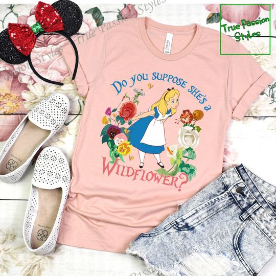 Cute Alice in Wonderland Shes A Wildflower Shirt, Fantasyland Mad Tea Party Magic Kingdom Tee, Family Vacation Disney Trip