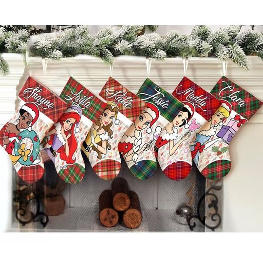 Personalized Disney Princess Christmas stockings, Disney Princess Characters stockings