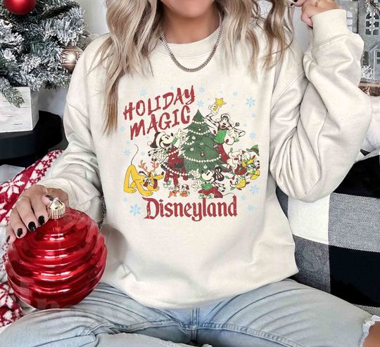 Holiday Magic Disneyland Christmas Shirt, Disney Christmas Trip Shirt, Mickey and Friends Christmas Shirt
