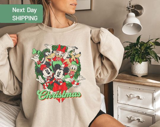 Christmas Mickey and Friends Sweatshirt, Disneyland Christmas Sweatshirt, Christmas Family Gift