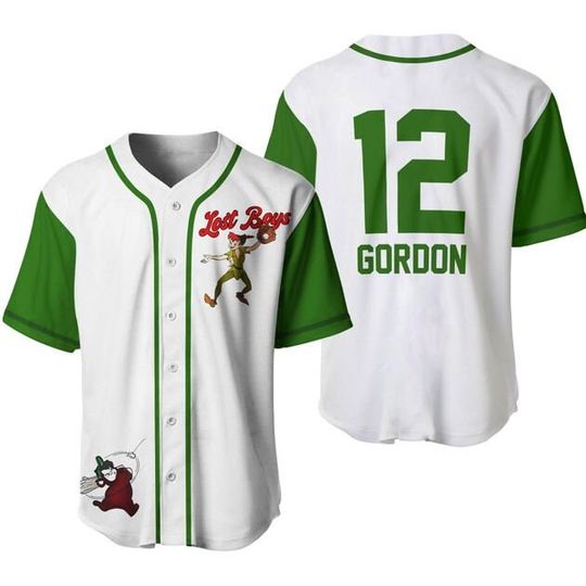 Peter Pan Lost Boys White Green | Disney Baseball Jersey Personalized