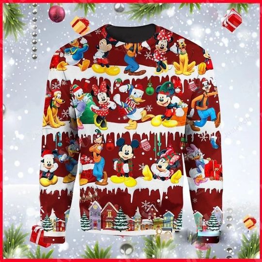 Disney Characters Mickey Donald Duck Pluto Ugly Sweater